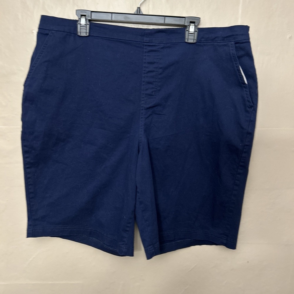 Denim Co 2X Navy‎ Elastic Back Bermuda Shorts